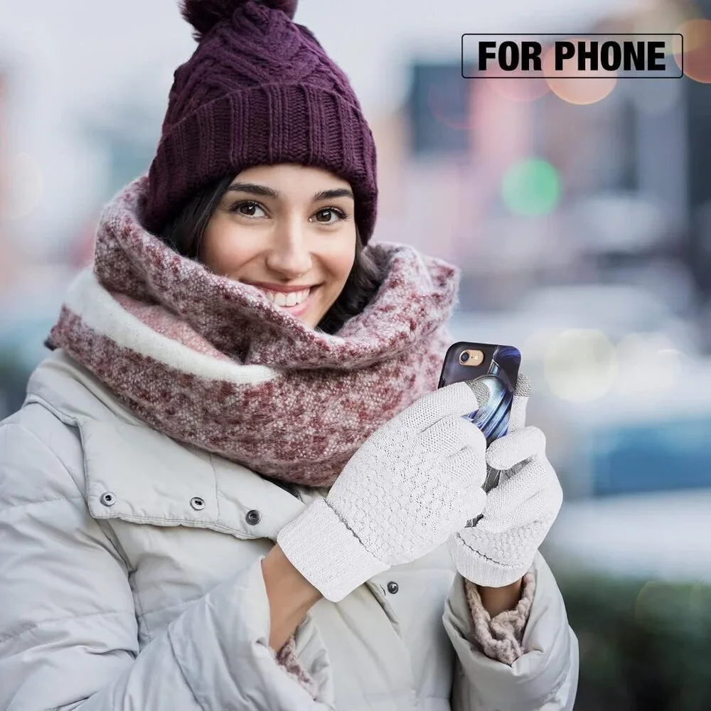 Women's Winter Touchscreen Gloves Soft Warm Fleece Lined Knit 4 Pairs